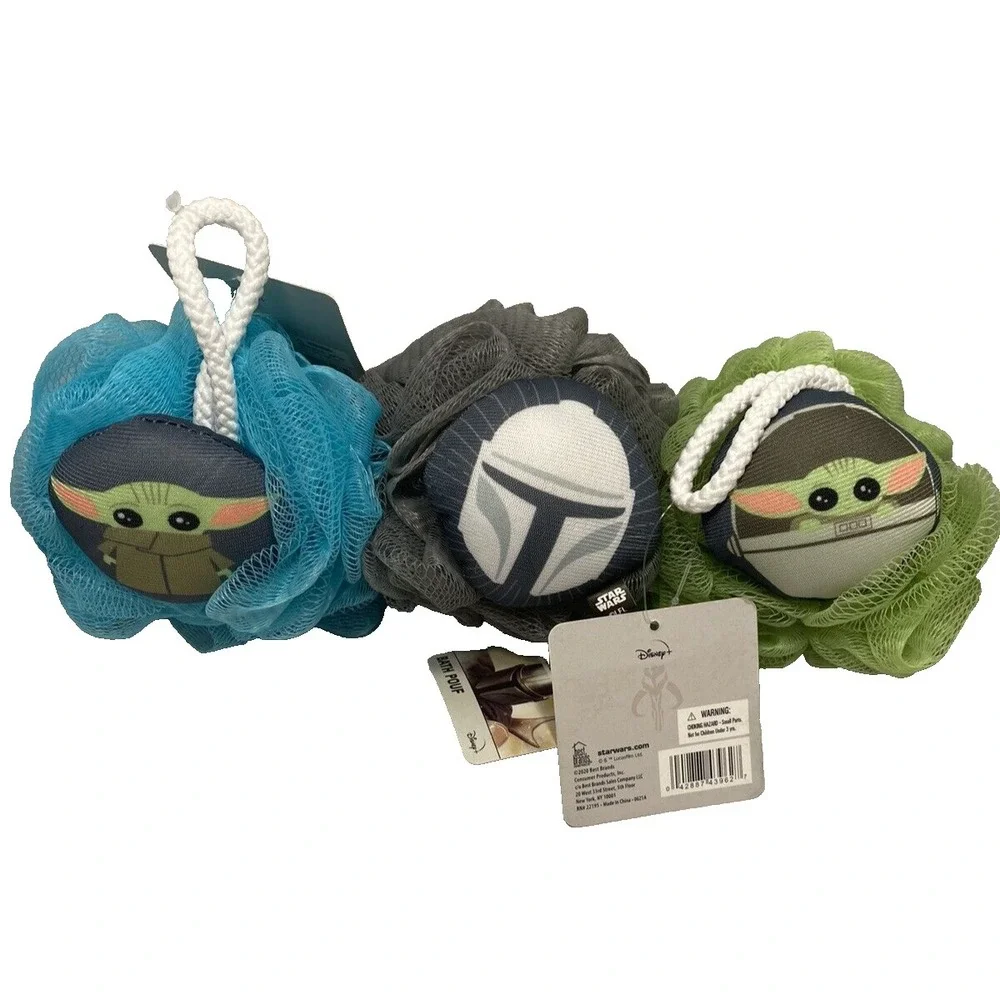 3‎ BATH POUFS star wars the mandalorian by best brands KIDS LOOFAH